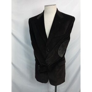 Corduroy Blazer Sport Coat Mens 40R Brown Elbow Patches Dark Academia Professor